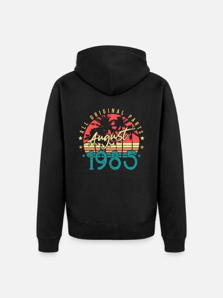 August 1985 Geschenkidee - Unisex Premium Bio Zip Hoodie - Schwarz