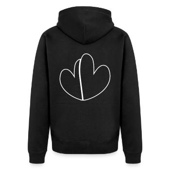 Double Cœur Simple Blanc - Veste à capuche bio Premium Unisexe - noir - Dos - Nico (187cm)