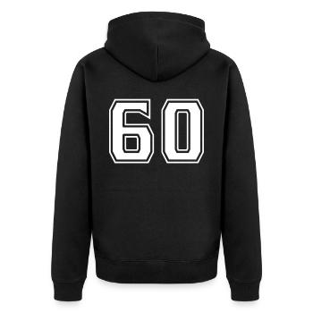 Numéro 60 Blanc - Veste à capuche bio Premium Unisexe - noir - Dos - Nico (187cm)