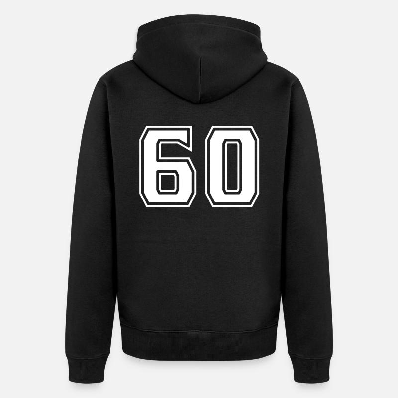 Numéro 60 Blanc - Veste à capuche bio Premium Unisexe - noir