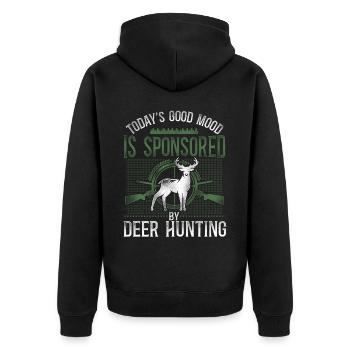 Buck Deer Hunting Hunter Vintage - Unisex Premium Organic Zip Hoodie - black - Back - Nico (187cm)
