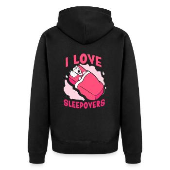 Ich Liebe Übernachtungen Süß Party Übernachten - Unisex Premium Bio Zip Hoodie - Schwarz - Hinten - Nico (187cm)