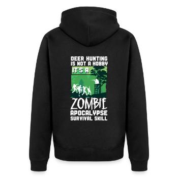 Buck Deer Hunting Hunter Zombie - Unisex Premium Organic Zip Hoodie - black - Back - Nico (187cm)