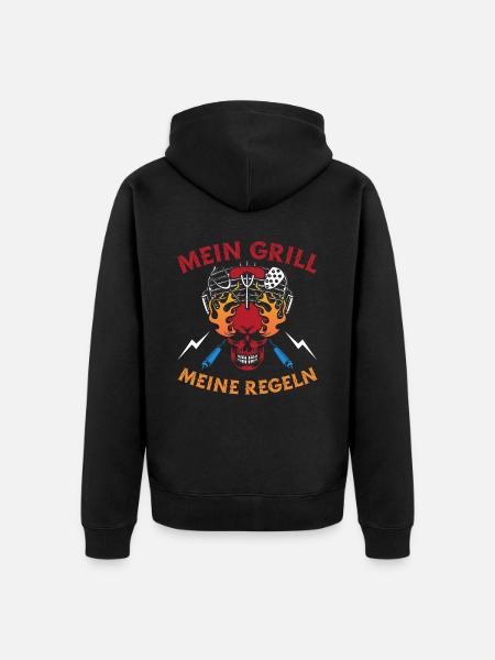 Grillen Grillmeister BBQ - Unisex Premium Bio Zip Hoodie - Schwarz