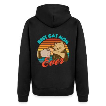 Die Beste Katzenmama Aller Zeiten Katze Mutter - Unisex Premium Bio Zip Hoodie - Schwarz - Hinten - Nico (187cm)