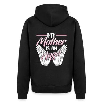 Meine Mutter Ist Ein Engel Mama Mami Muttertag - Unisex Premium Bio Zip Hoodie - Schwarz - Hinten - Nico (187cm)