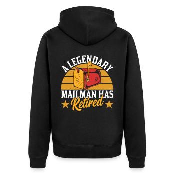 Un facteur légendaire est un livreur à la retraite - Veste à capuche bio Premium Unisexe - noir - Dos - Nico (187cm)