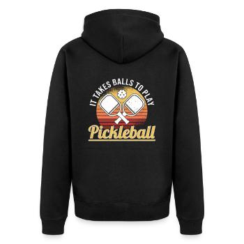 Pickleball Retro Liebe Dinking Pickleballspieler - Unisex Premium Bio Zip Hoodie - Schwarz - Hinten - Nico (187cm)