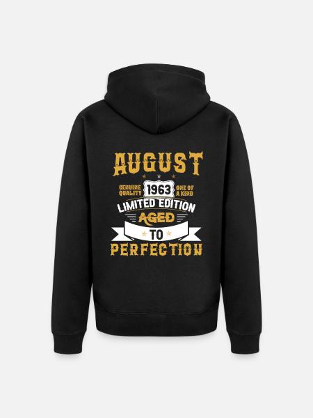 Birthday August 1963 born Vintage - Unisex Premium Organic Zip Hoodie - black