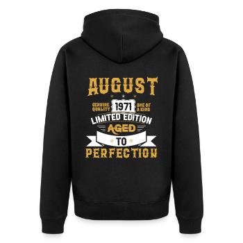 Birthday August 1971 born Vintage - Unisex Premium Organic Zip Hoodie - black - Back - Nico (187cm)