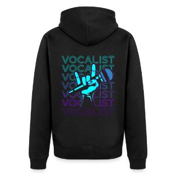 Sänger Sängerin Musiker Rockschild Mikrofon - Unisex Premium Bio Zip Hoodie - Schwarz - Hinten - Nico (187cm)