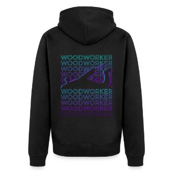 Holzarbeiter Holzbearbeitung Schreinerei Schreiner - Unisex Premium Bio Zip Hoodie - Schwarz - Hinten - Nico (187cm)