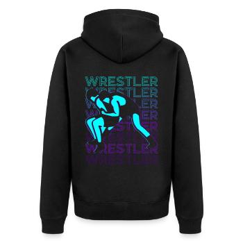 Ringer Wrestling Rétro - Veste à capuche bio Premium Unisexe - noir - Dos - Nico (187cm)