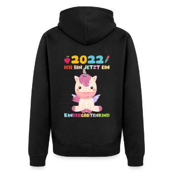 Kindergarten 2022 Ich Komme Einhorn Kita Geschenk - Unisex Premium Bio Zip Hoodie - Schwarz - Hinten - Nico (187cm)