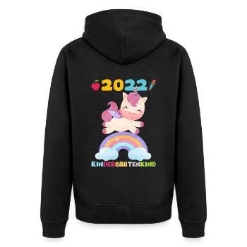 Kindergarten 2022 Ich Komme Einhorn Kita Geschenk - Unisex Premium Bio Zip Hoodie - Schwarz - Hinten - Nico (187cm)
