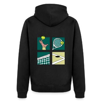 Tennisspieler Geschenk Comic Tennis Turnier Pokal - Unisex Premium Bio Zip Hoodie - Schwarz - Hinten - Nico (187cm)