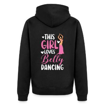 This Girl Loves Belly Dancing Shimmy Belly Dancer - Unisex Premium Organic Zip Hoodie - black - Back - Nico (187cm)