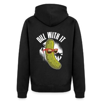 Aneth avec son cadeau de concombre - Veste à capuche bio Premium Unisexe - noir - Dos - Nico (187cm)