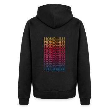 Retro Nostalgic USA City - Rainbow Honolulu - Veste à capuche bio Premium Unisexe - noir - Dos - Nico (187cm)