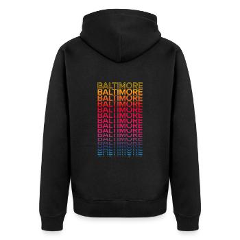 Retro Nostalgisch USA Stadt - Regenbogen Baltimore - Unisex Premium Bio Zip Hoodie - Schwarz - Hinten - Nico (187cm)