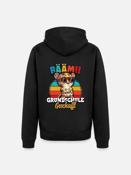 Bääm Grundschule Geschafft - Unisex Premium Bio Zip Hoodie - Schwarz