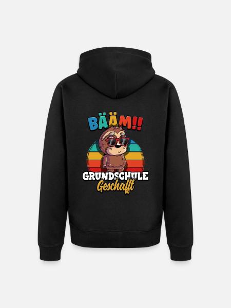 Bääm Grundschule Geschafft - Unisex Premium Bio Zip Hoodie - Schwarz