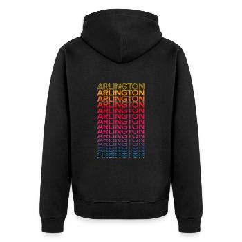 Retro Nostalgisch USA Stadt - Regenbogen Arlington - Unisex Premium Bio Zip Hoodie - Schwarz - Hinten - Nico (187cm)