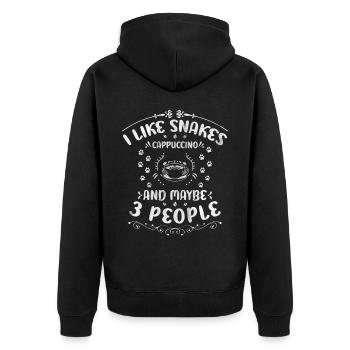 Snakes Cappuccino And Maybe 3 People Boa Coffee - Unisex Premium Bio Zip Hoodie - Schwarz - Hinten - Nico (187cm)