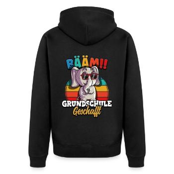 Bääm Grundschule Geschafft - Unisex Premium Bio Zip Hoodie - Schwarz - Hinten - Nico (187cm)