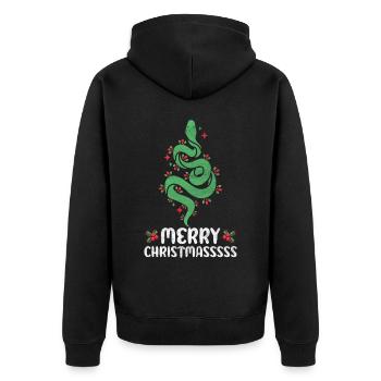 Christmas Snake Whisperer Python Reptile Serpent - Unisex Premium Bio Zip Hoodie - Schwarz - Hinten - Nico (187cm)