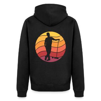 Krocket Retro - Unisex Premium Bio Zip Hoodie - Schwarz - Hinten - Nico (187cm)