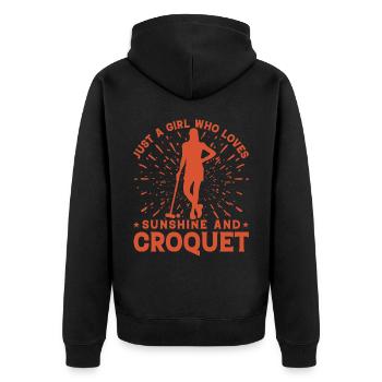 Juste une fille qui aime le soleil et le croquet - Veste à capuche bio Premium Unisexe - noir - Dos - Nico (187cm)