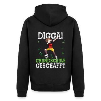 Grundschule Geschafft Fußball 6. Klasse - Unisex Premium Bio Zip Hoodie - Schwarz - Hinten - Nico (187cm)