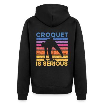 Croquet is serious - Unisex Premium Bio Zip Hoodie - Schwarz - Hinten - Nico (187cm)