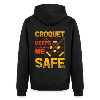 Croquet keeps me safe - Unisex Premium Organic Zip Hoodie - black - Back - Nico (187cm)