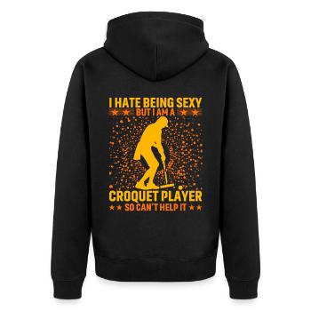 I hate being sexy Croquet - Unisex Premium Bio Zip Hoodie - Schwarz - Hinten - Nico (187cm)