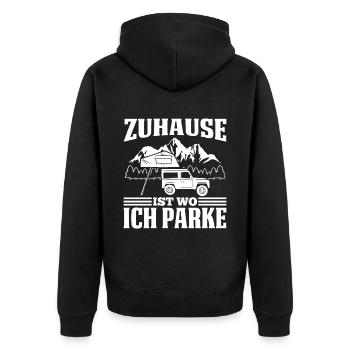 Zuhause Ist Wo Ich Parke Camping Autodachzelt - Unisex Premium Bio Zip Hoodie - Schwarz - Hinten - Nico (187cm)