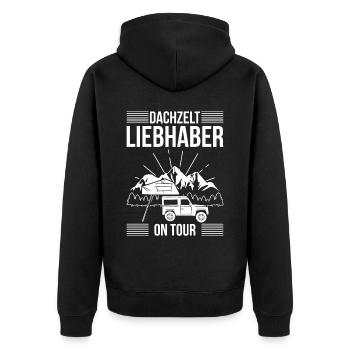 Dachzelt Liebhaber On Tour Camping Autodachzelt - Unisex Premium Bio Zip Hoodie - Schwarz - Hinten - Nico (187cm)