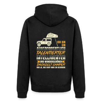 Ich Bin Ein Talentierter Dachzelt Camper Camping - Unisex Premium Bio Zip Hoodie - Schwarz - Hinten - Nico (187cm)