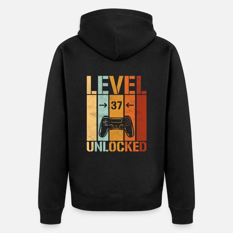 37e anniversaire Niveau 37 débloqué - Veste à capuche bio Premium Unisexe - noir