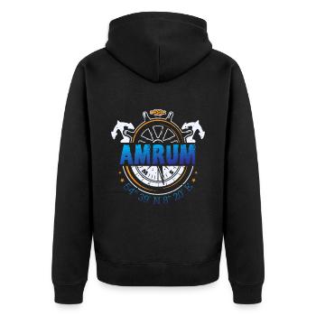 Amrum Nordsee Insel - Unisex Premium Bio Zip Hoodie - Schwarz - Hinten - Nico (187cm)