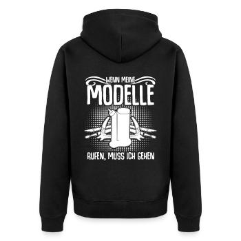 Modellbau Kleber Modellbauer - Unisex Premium Bio Zip Hoodie - Schwarz - Hinten - Nico (187cm)