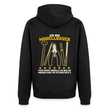 Modellbau Tabletop Modellbauer - Unisex Premium Bio Zip Hoodie - Schwarz - Hinten - Nico (187cm)