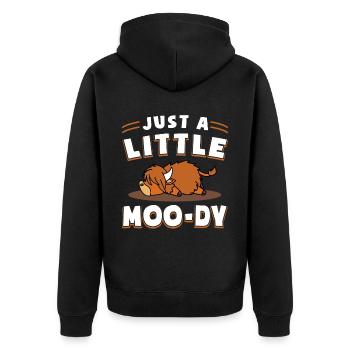 Scottish Highland Cattle Cow - Unisex Premium Bio Zip Hoodie - Schwarz - Hinten - Nico (187cm)
