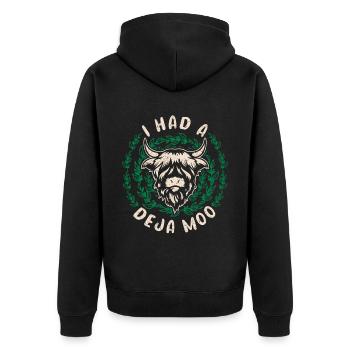 Scottish Highland Cattle Cow - Unisex Premium Bio Zip Hoodie - Schwarz - Hinten - Nico (187cm)