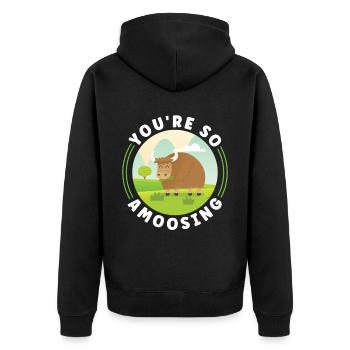Scottish Highland Cattle Cow - Unisex Premium Bio Zip Hoodie - Schwarz - Hinten - Nico (187cm)