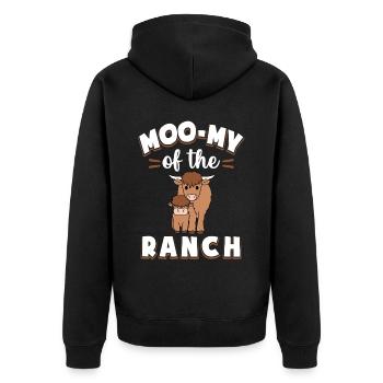Scottish Highland Cattle Cow - Unisex Premium Bio Zip Hoodie - Schwarz - Hinten - Nico (187cm)