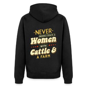 Scottish Highland Cattle Cow - Unisex Premium Bio Zip Hoodie - Schwarz - Hinten - Nico (187cm)