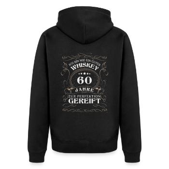 Whisky 60. Geburtstag 60 Jahre Sprüche bin wie - Unisex Premium Bio Zip Hoodie - Schwarz - Hinten - Nico (187cm)