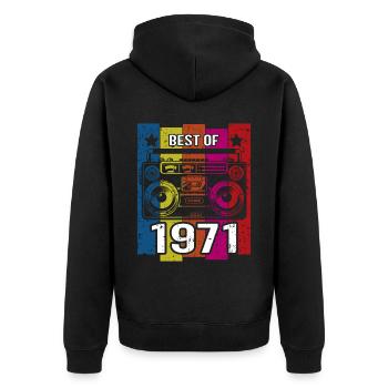 Best Of 1971 Stereo Radio Kassettenspieler - Unisex Premium Bio Zip Hoodie - Schwarz - Hinten - Nico (187cm)